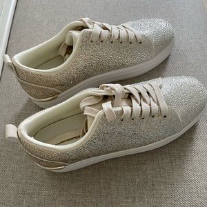 Aldo Cream/Gold Sparkle Sneakers
